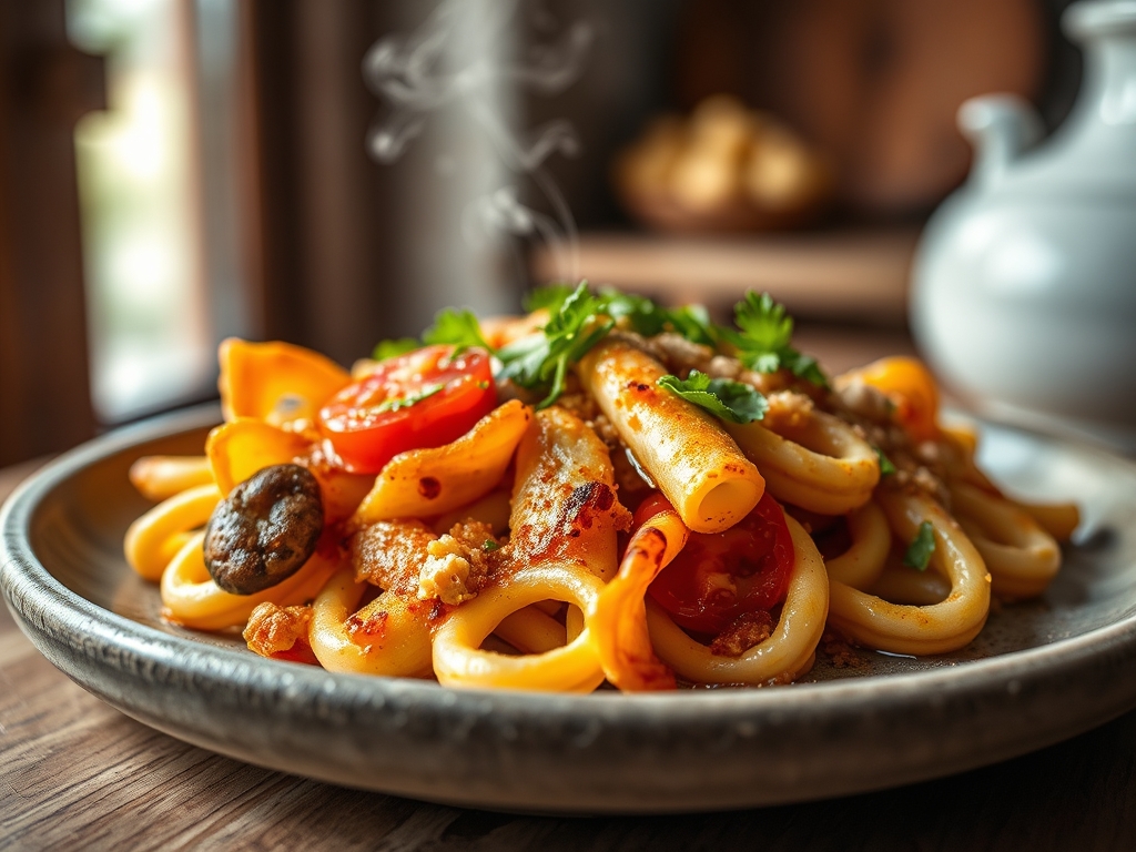 Macarrones con tomate y atún