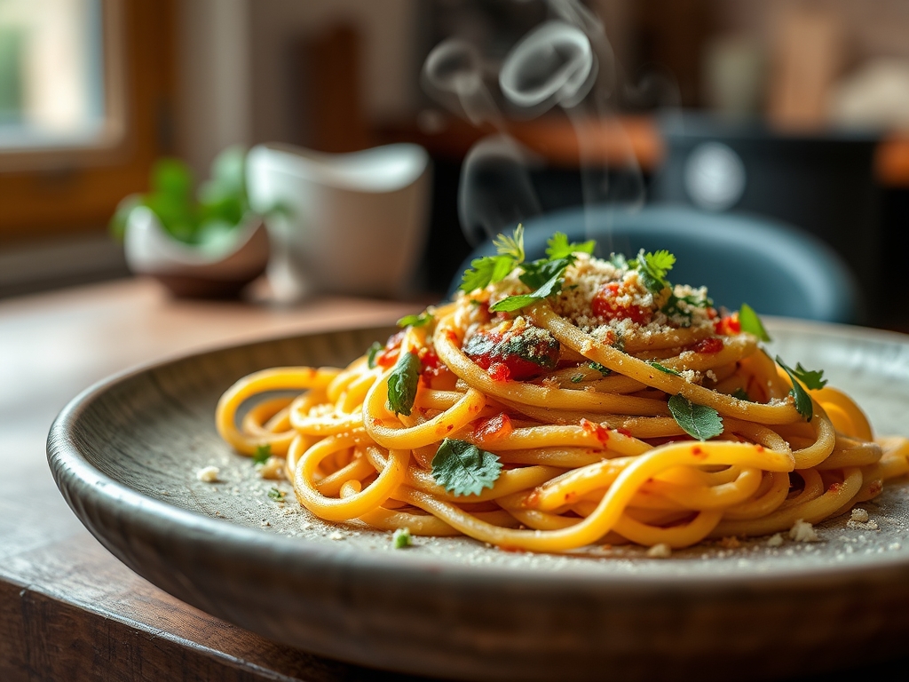 Pasta con salsa de queso