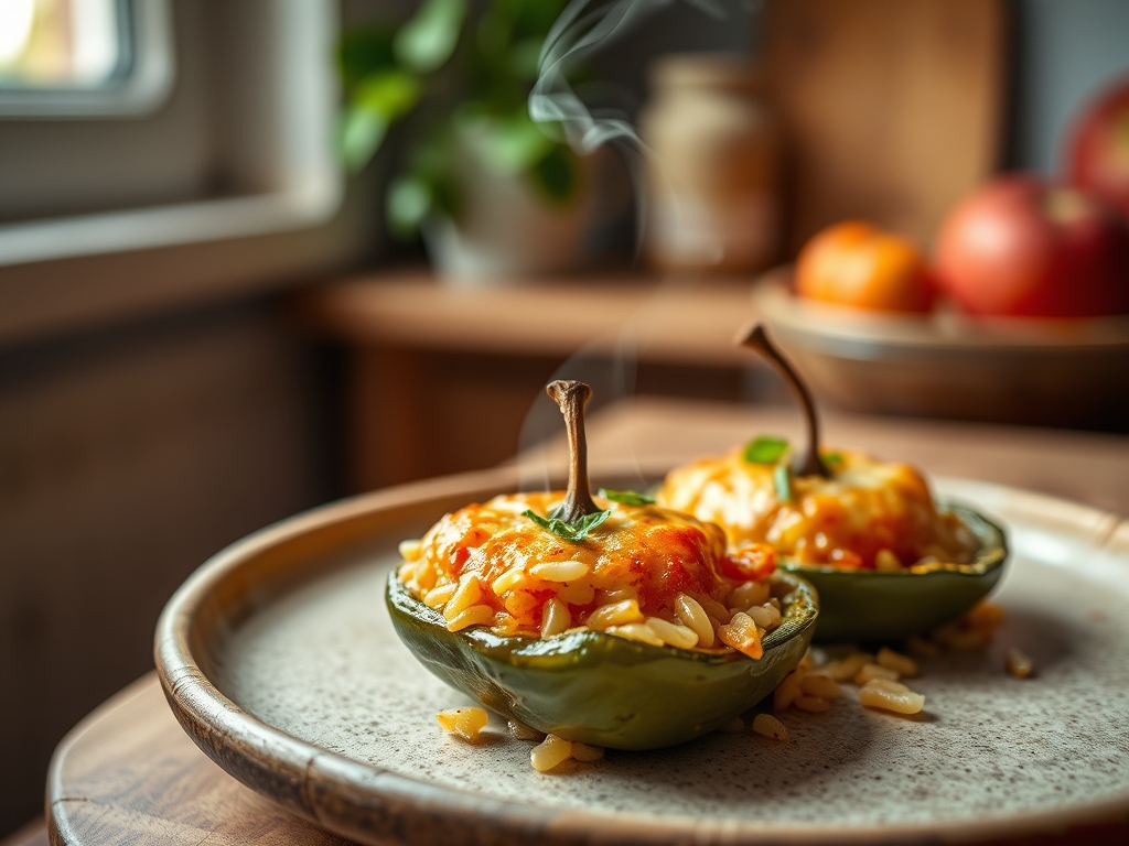Pimientos rellenos de arroz