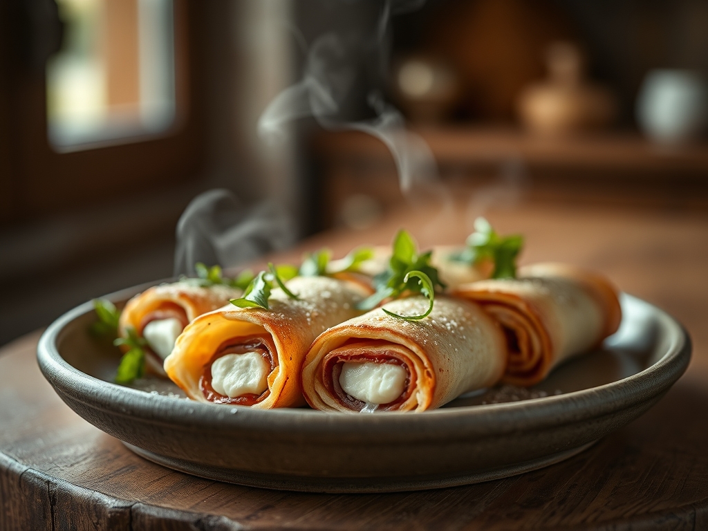 Rollitos de jamón y ricotta