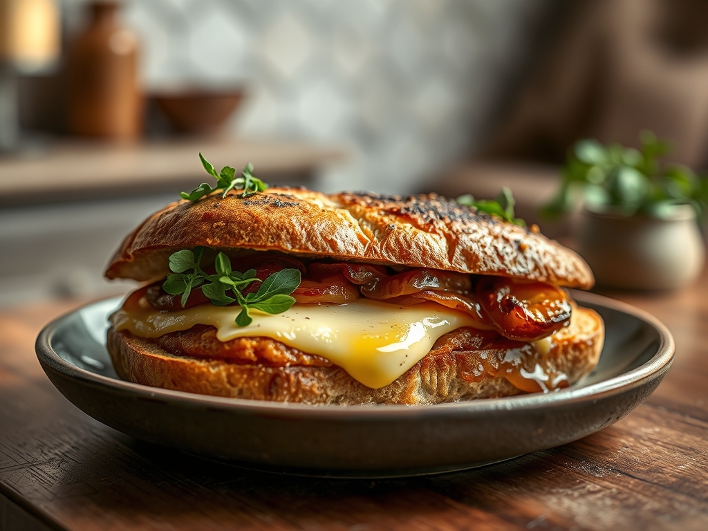 Sándwich de queso y cebolla