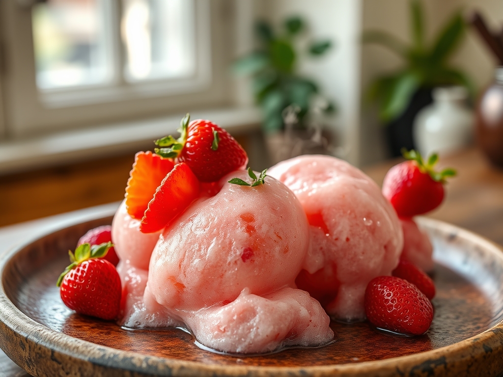 Helado de fresas congeladas